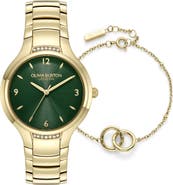 Olivia Burton Lea Bracelet Watch & Chain Bracelet Gift Set, 34mm