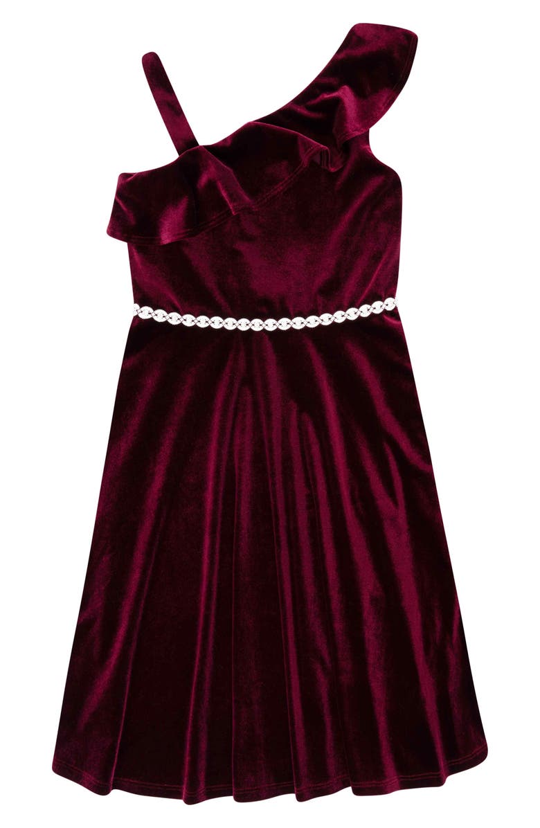 Speechless Kids' Embellished Velvet Party Dress, Main, color, Burgundy