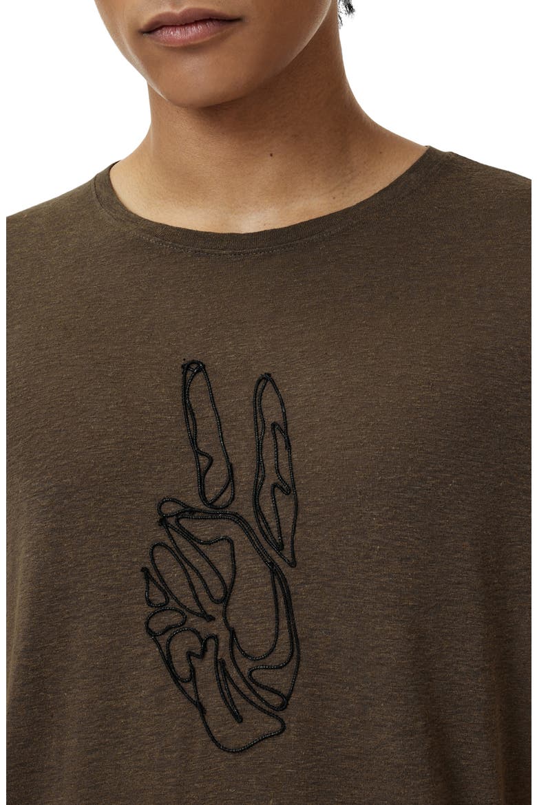 Peace Linen Blend T-Shirt, Alternate, color, TEAKWOOD