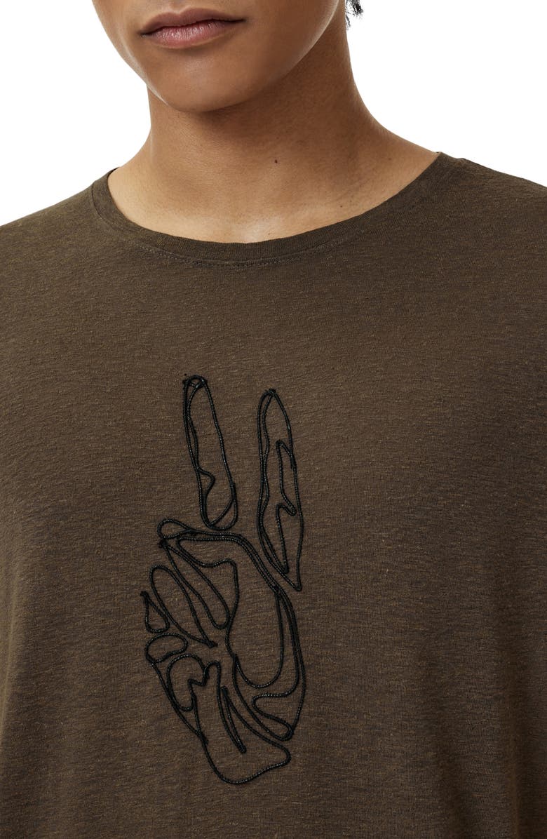 John Varvatos Peace Linen Blend T-Shirt, Alternate, color, Teakwood