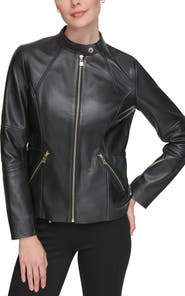 KARL LAGERFELD PARIS Leather Moto Jacket