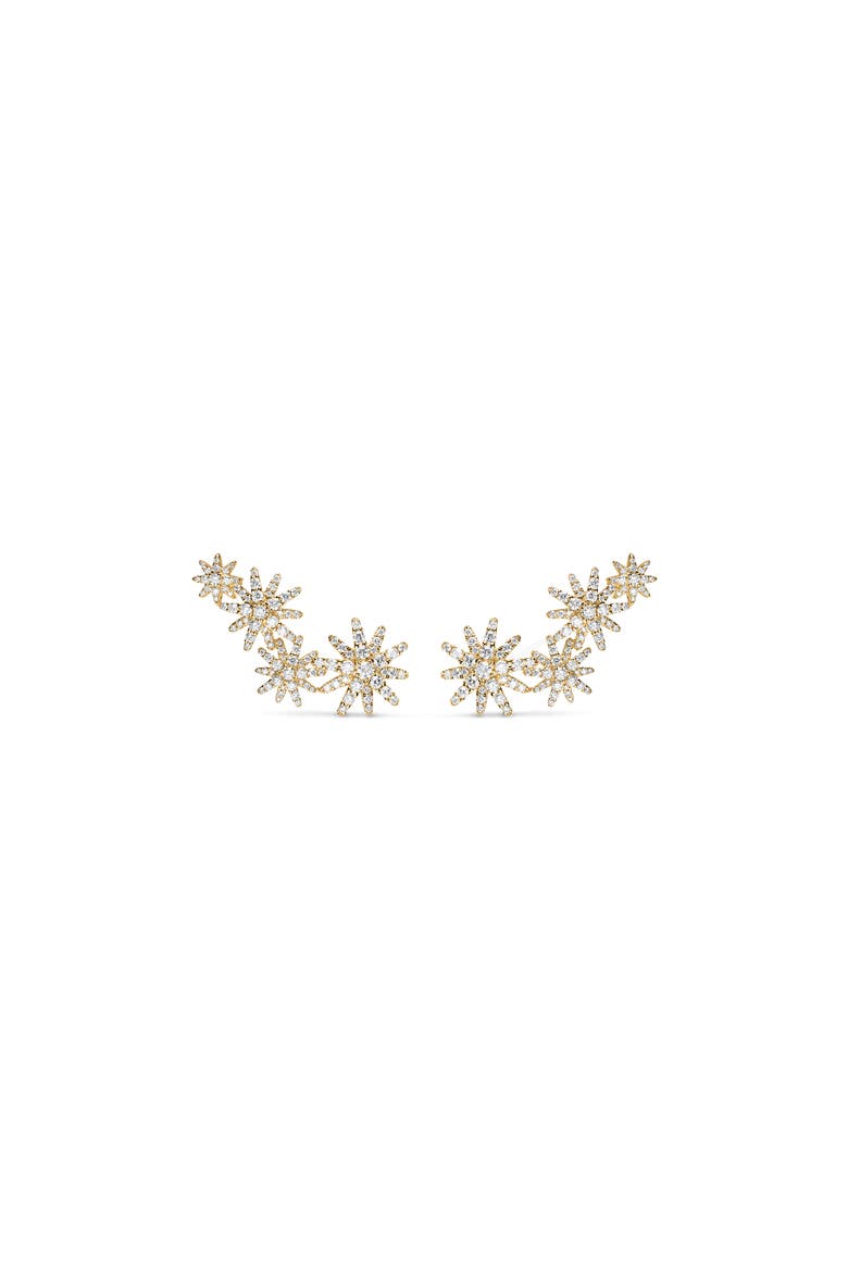 Starburst Pavé Diamond Ear Climbers, Main, color, GOLD