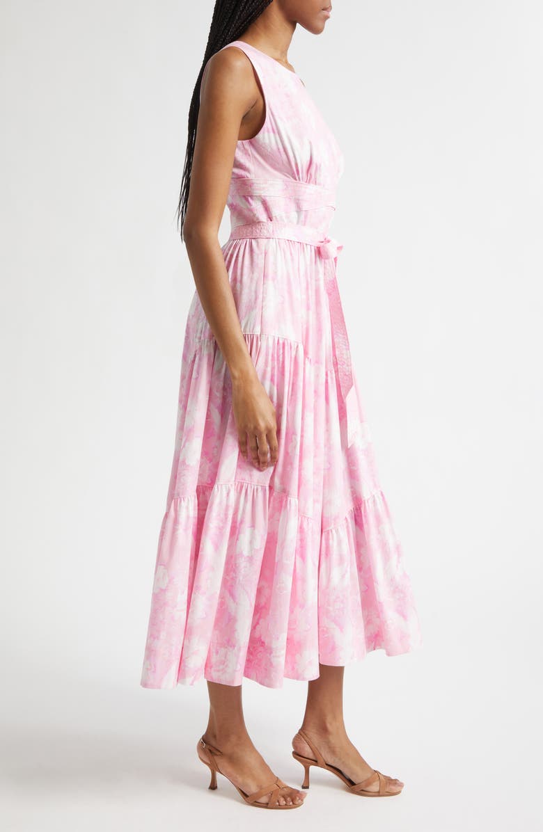 Cinq à Sept Holt Heirloom Petals Belted Midi Dress, Alternate, color, Rosewater Pink Multi