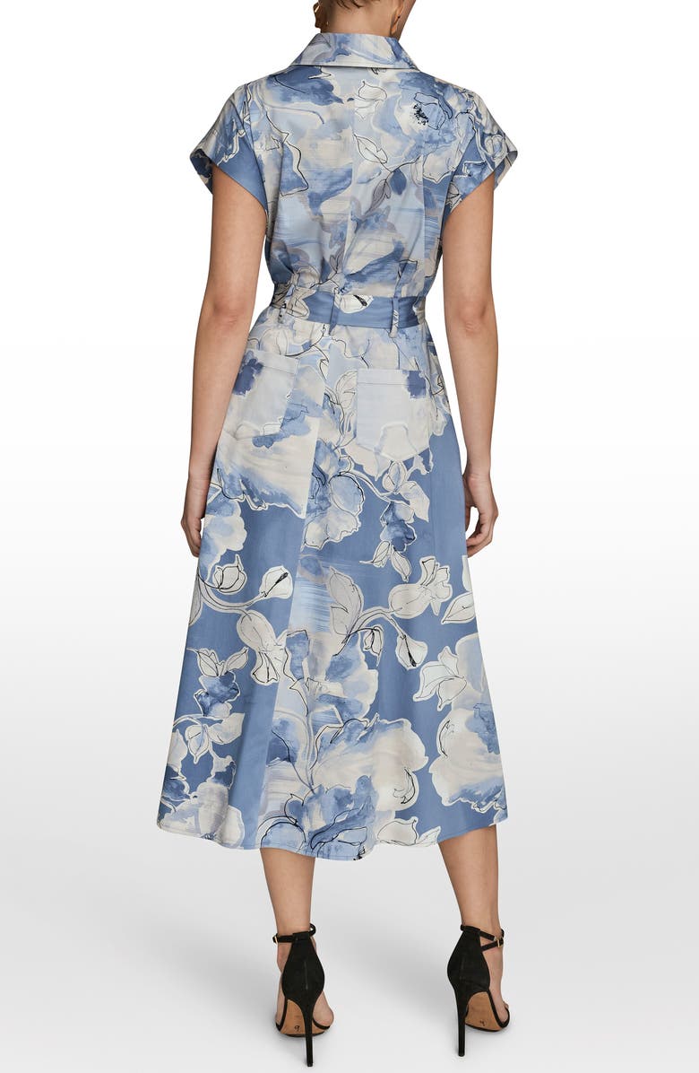 Donna Karan New York Print Tie Waist Midi Shirtdress, Alternate, color, Tempest Multi