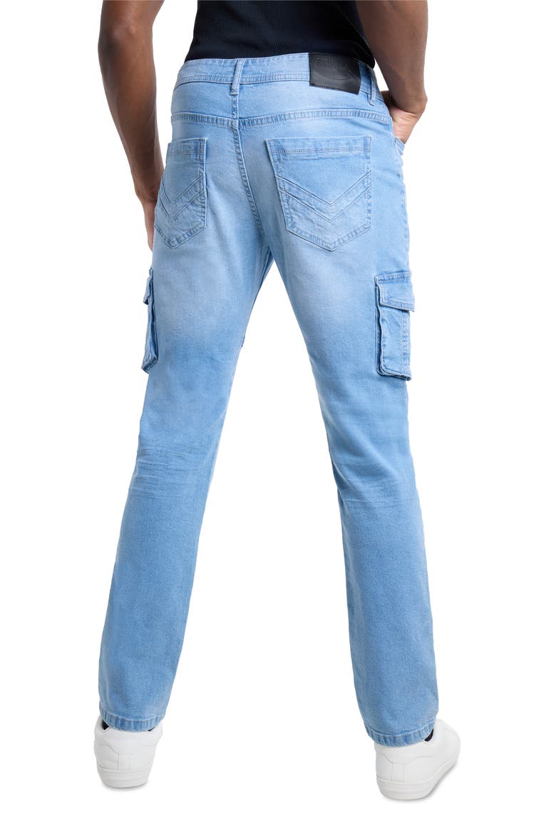 Slim Fit Cargo Jeans, Alternate, color, LIGHT BLUE