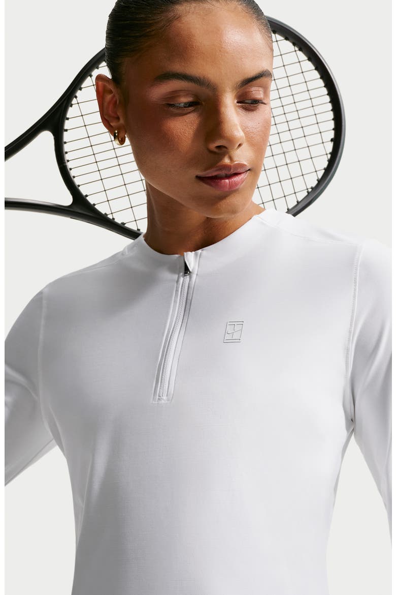 NikeCourt Dri-Fit ADV Mid Layer Top, Alternate, color, WHITE/WHITE