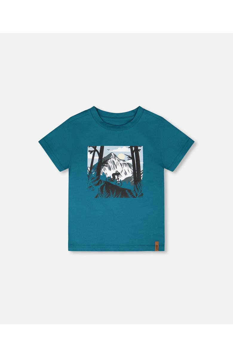 Deux par Deux Organic Cotton Jersey Mountain Biker T-Shirt, Main, color, Atlantic Green