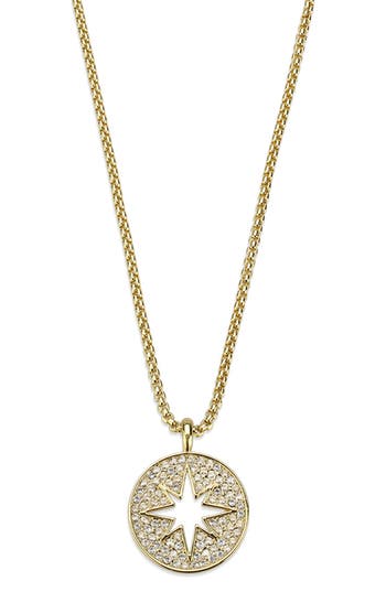 Covet Celestial Compass Pavé Cz Pendant Necklace In Gold
