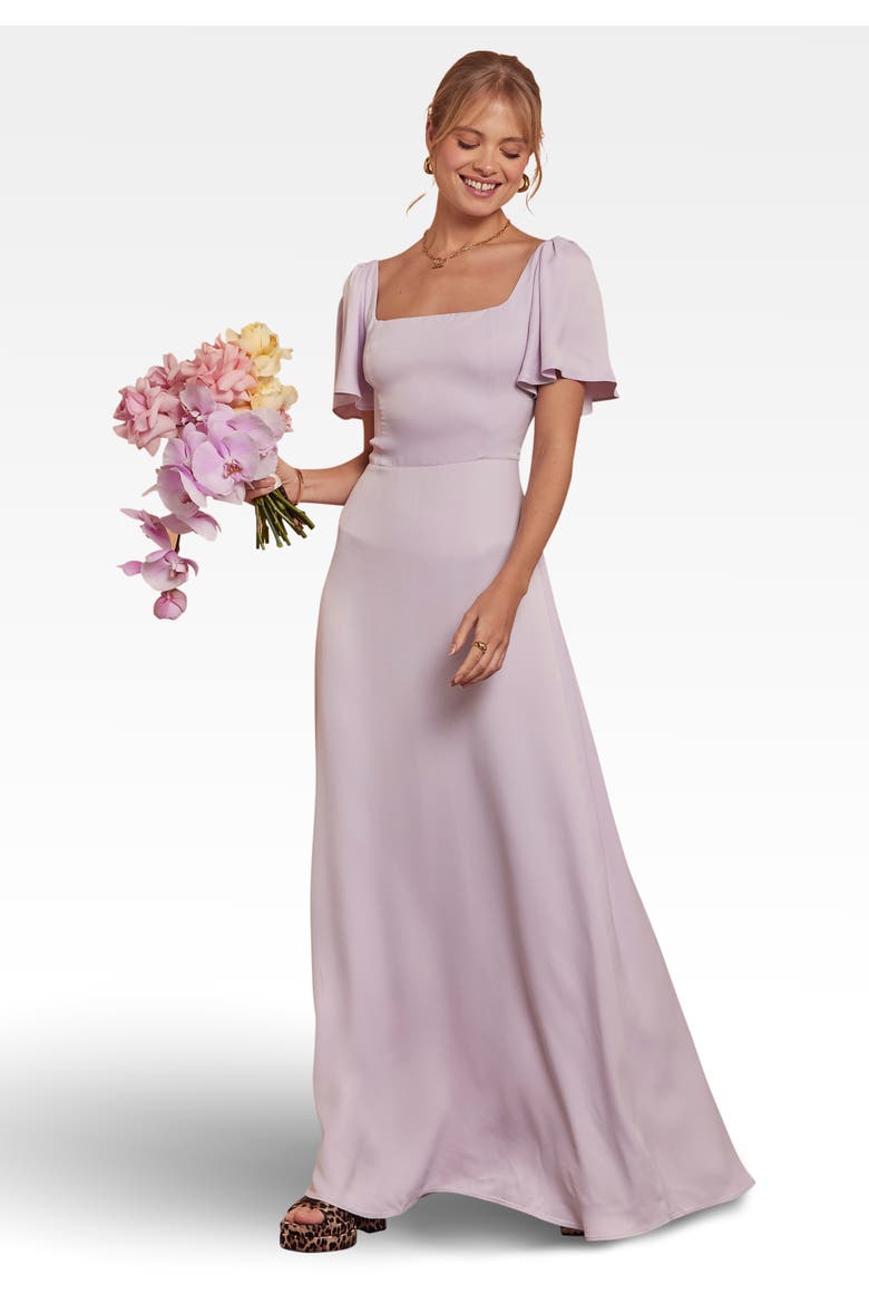 Clemmie Satin Bridesmaid Dress, Main, color, Lilac