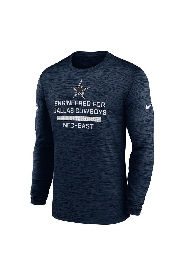 Men's Nike Navy Dallas Cowboys Sideline Velocity Performance Long Sleeve T-Shirt, Alternate, color, Navy