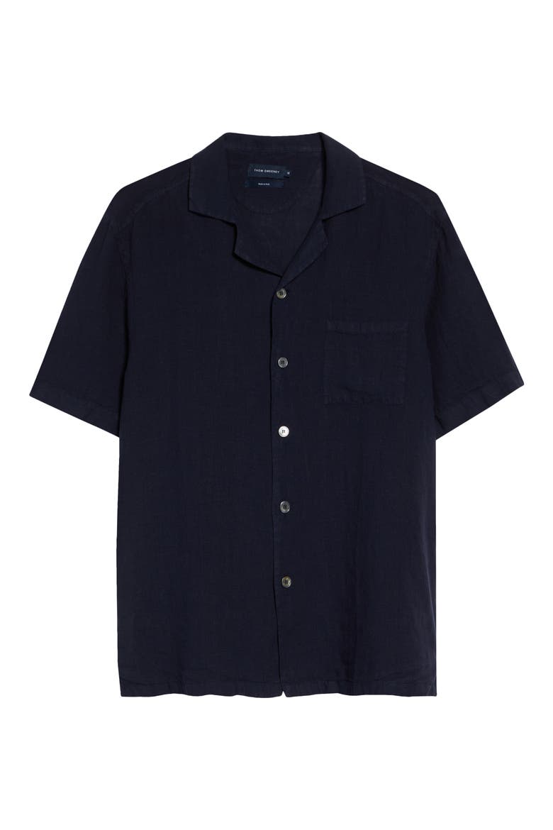 Linen Camp Shirt, Alternate, color, NAVY