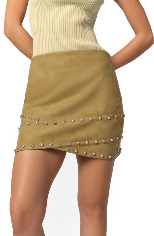 Apparis Bullet Crossover Studded Faux Suede Miniskirt In Sepia