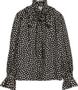 Chloé Polka Dot Jacquard Organic Silk Crêpe de Chine Shirt