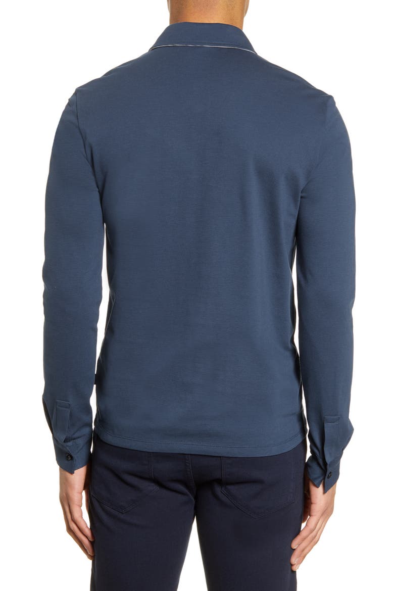 Paver Cotton Long Sleeve Polo Shirt, Alternate, color, BLUE