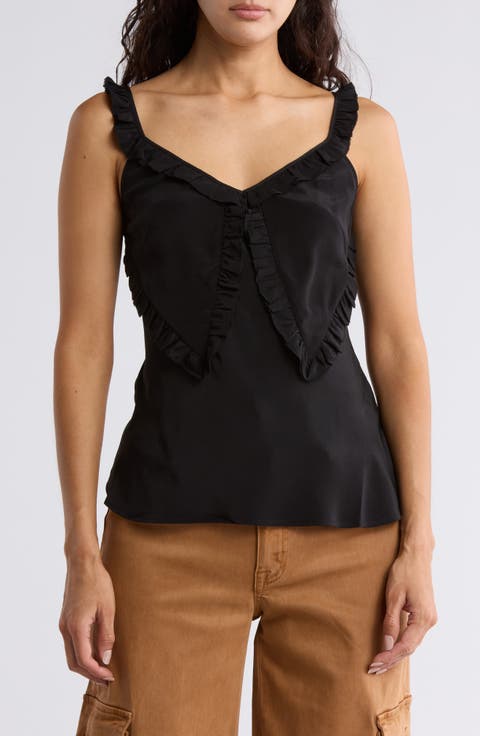 Emeri Ruffle Sleeveless Silk Top
