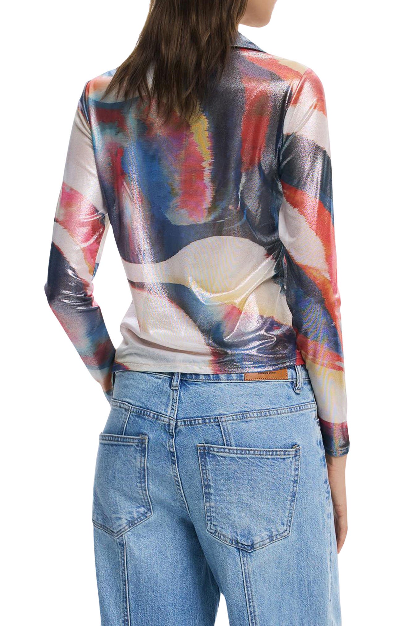 Abstract Print Button-Up Shirt - image 2