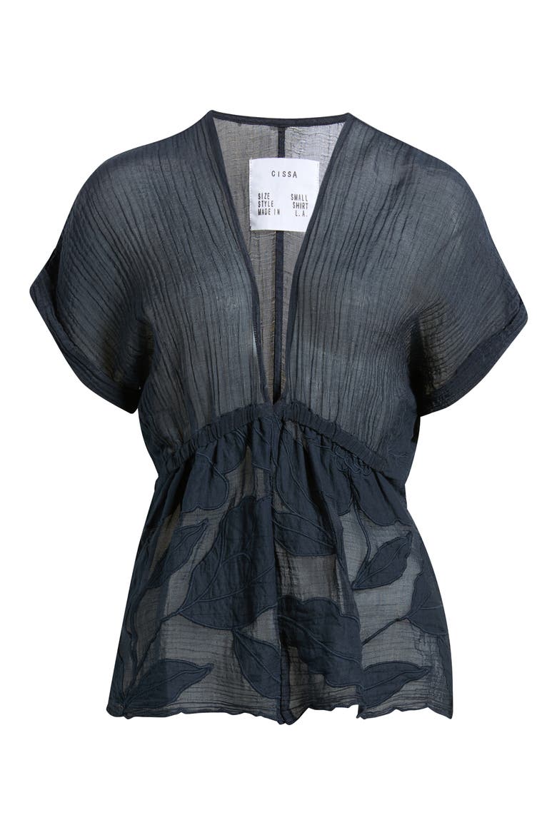 Sheer Cotton Petal Top, Alternate, color, NAVY TRANSPARENT PETAL