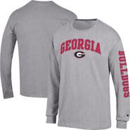 Champion Men's Champion  Heather Gray Georgia Bulldogs Arch Over Logo 2-Hit Long Sleeve T-Shirt