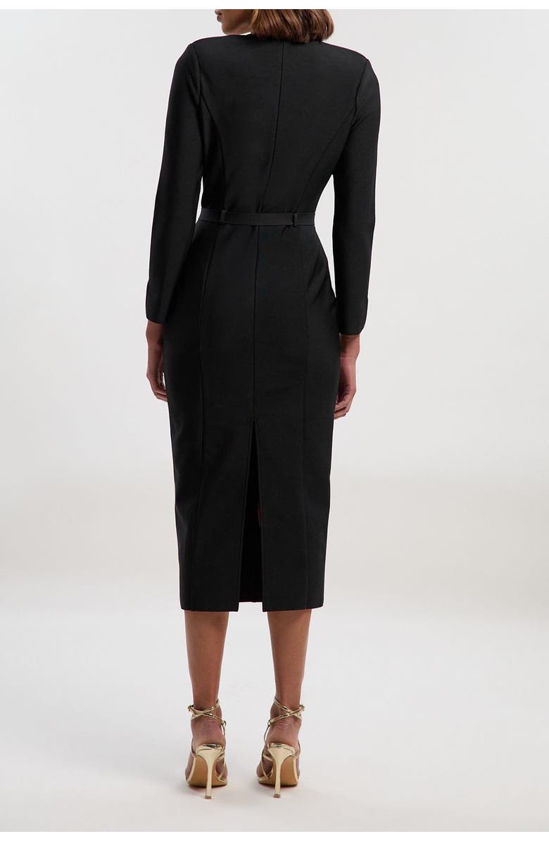 Karen Millen Figure Form Bandage Belted Midi Dress, Alternate, color, Black