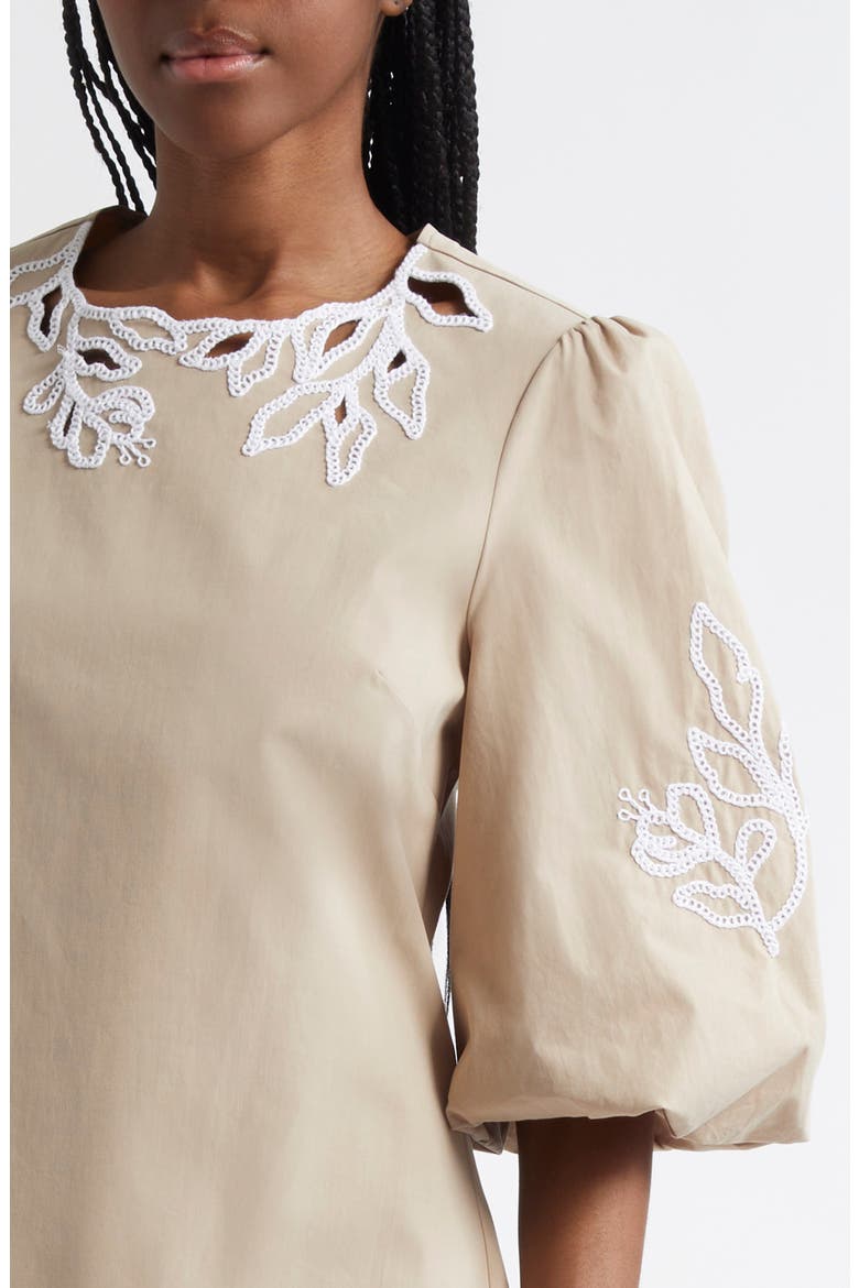 Trailing Peonies Aura Cotton Dress, Alternate, color, KHAKI/ WHITE