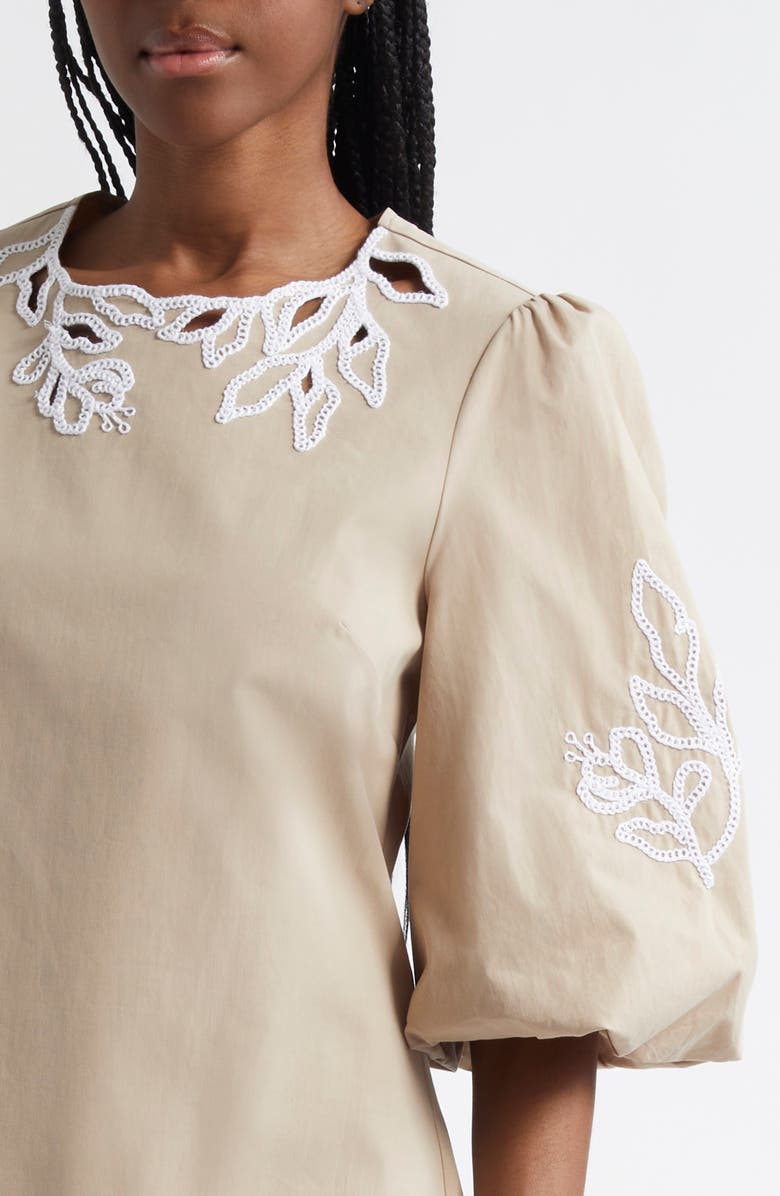 Cinq à Sept Trailing Peonies Aura Cotton Dress, Alternate, color, 