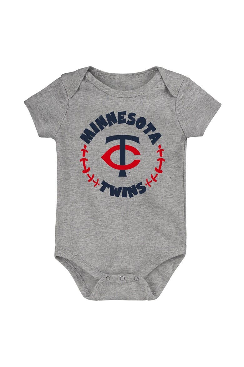 Infant Navy/White/Heather Gray Minnesota Twins Biggest Little Fan 3-Pack Bodysuit Set, Alternate, color, Navy