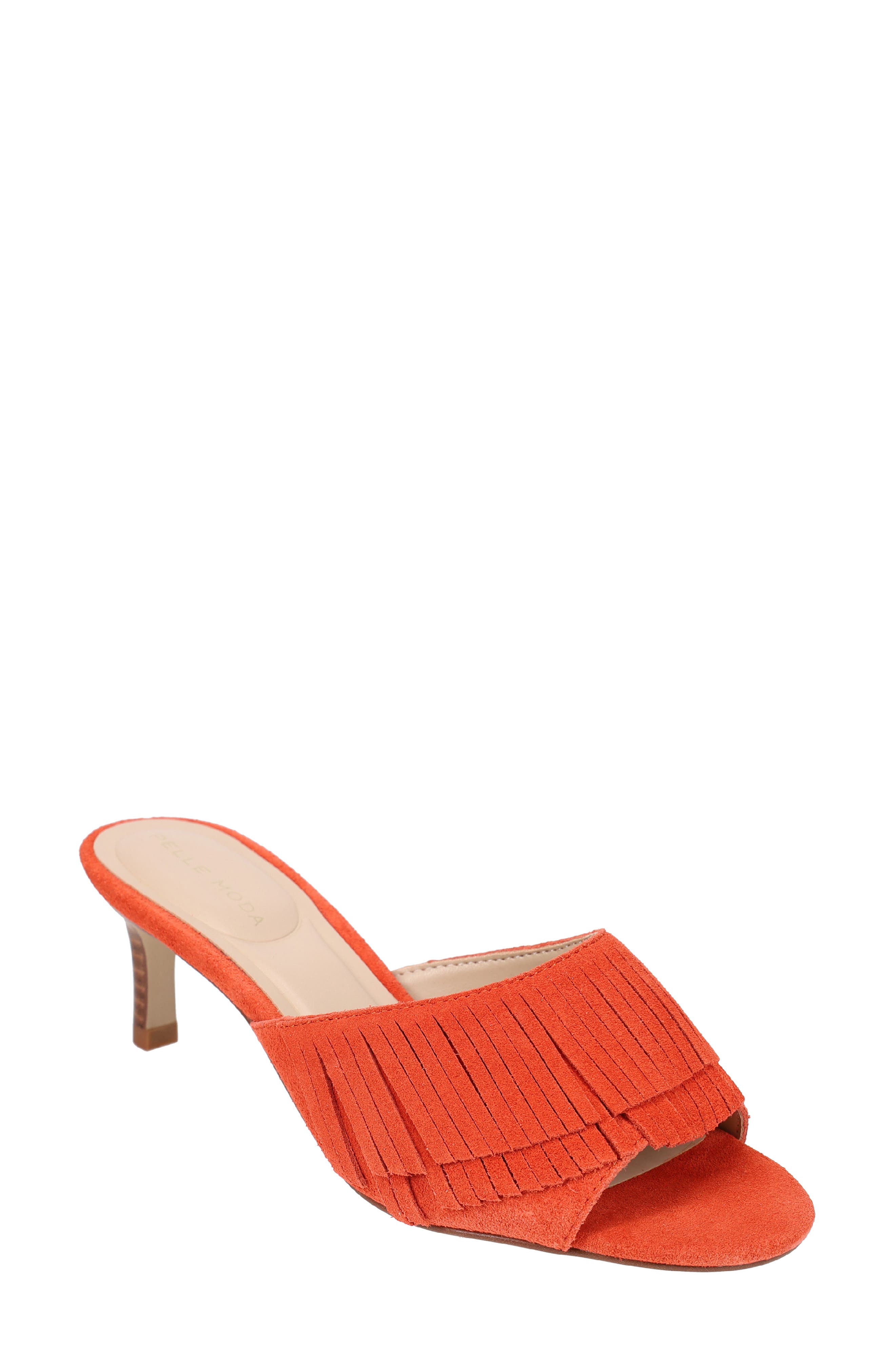 Venna Fringe Slide Sandal, Main, color, CHILI