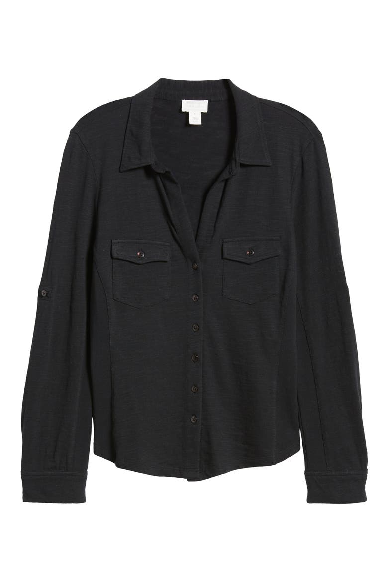Roll Tab Knit Shirt, Alternate, color, BLACK