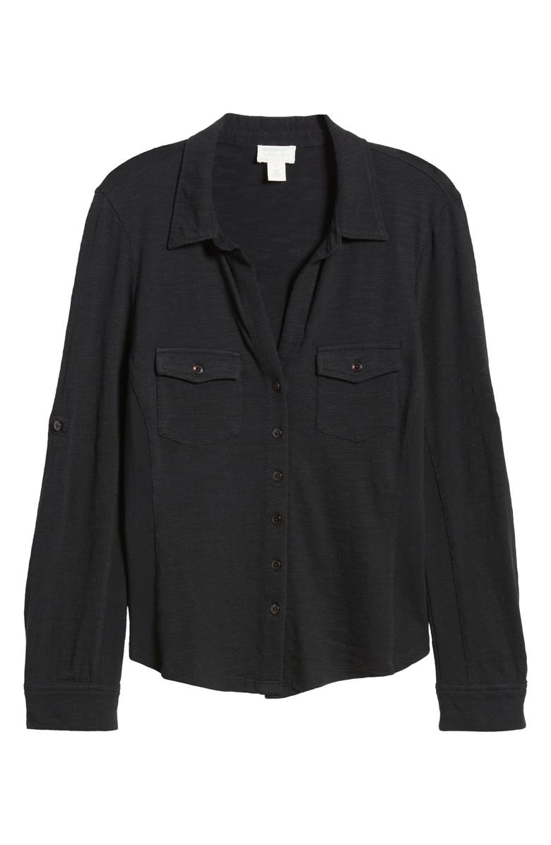Caslon<sup>®</sup> Roll Tab Knit Shirt, Alternate, color, Black