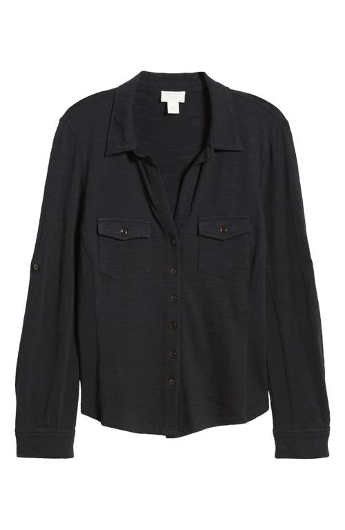 Caslon Roll Tab Knit Shirt In Black