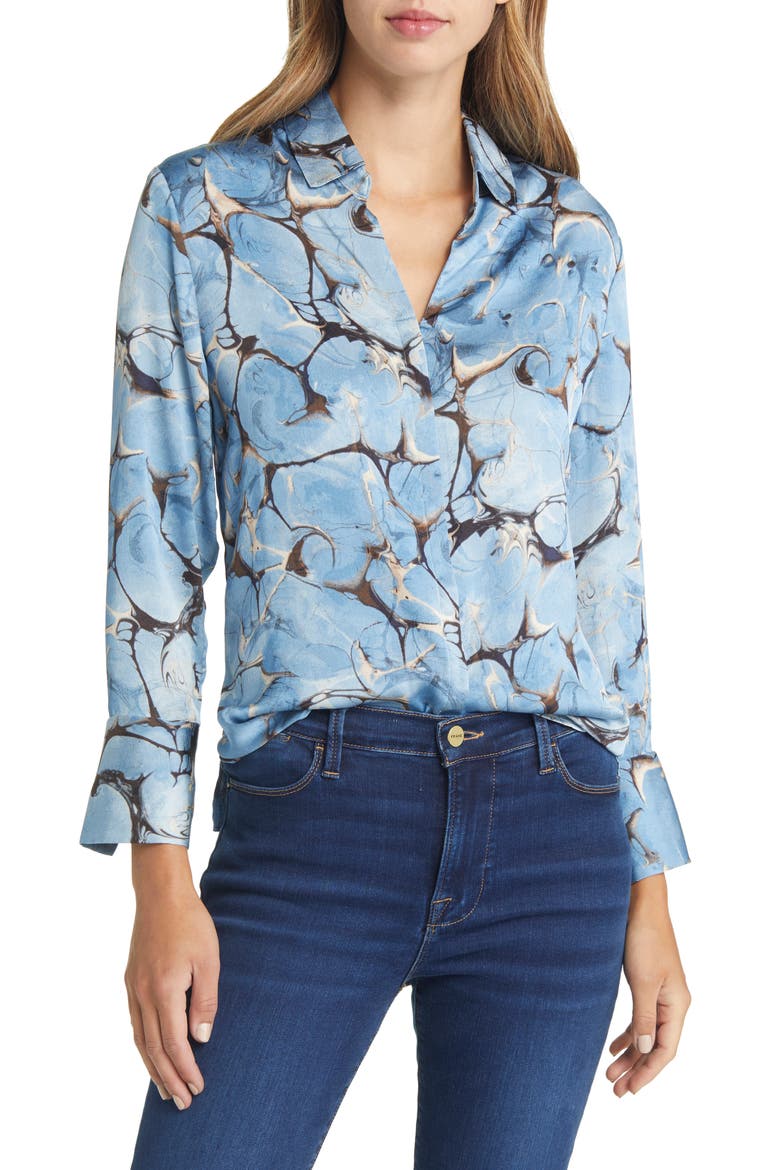 Marble Sky Button-Up Shirt, Main, color, BLUE MULTI
