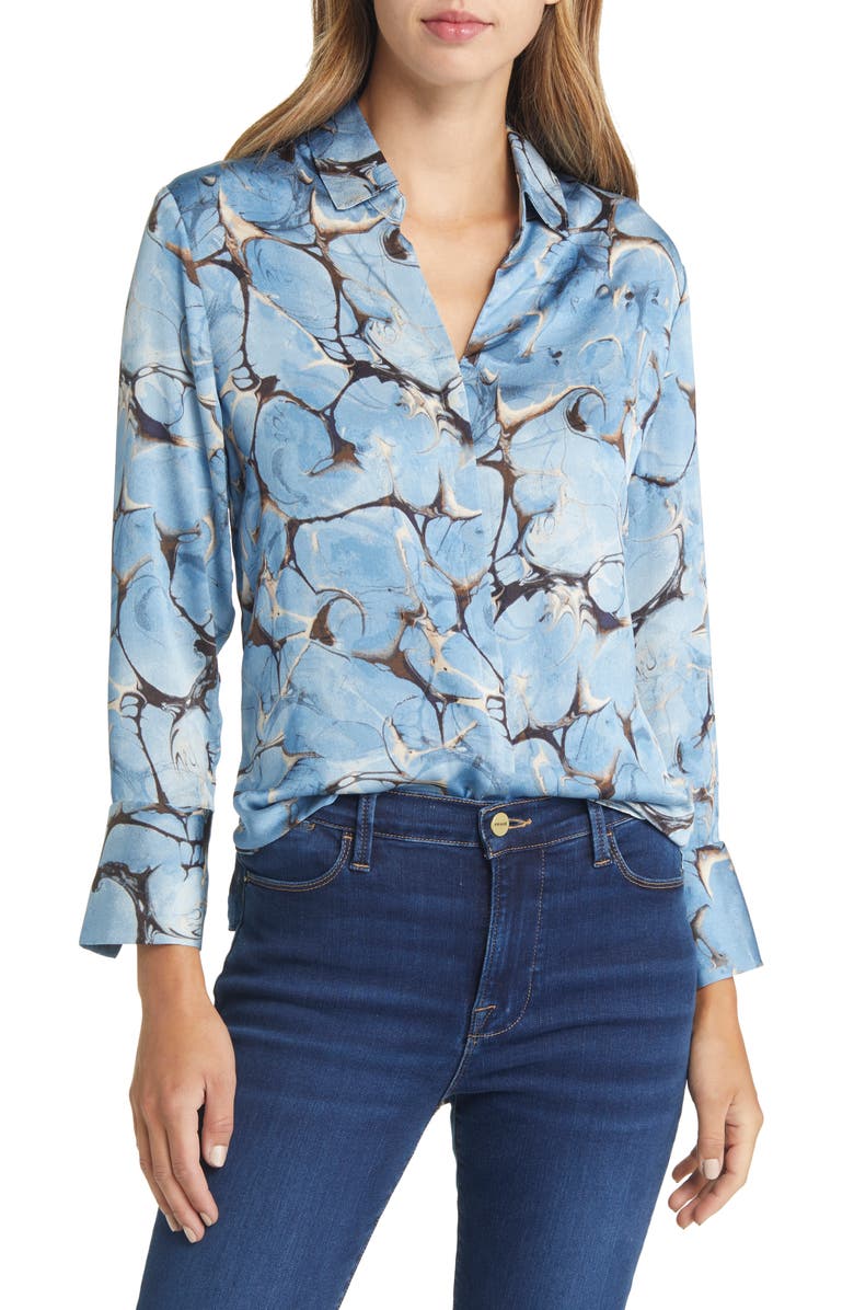 NIC+ZOE Marble Sky Button-Up Shirt, Main, color,