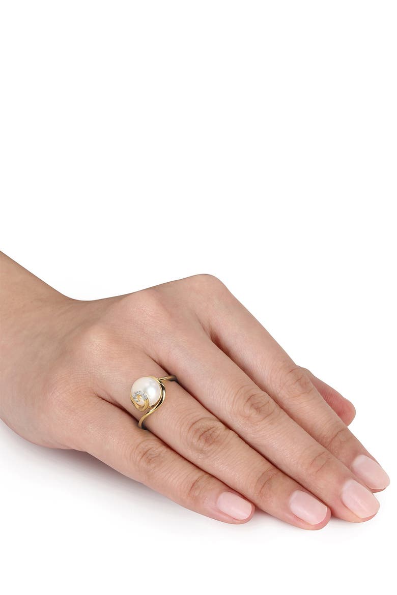 Diamond & White 9-9.5mm Freshwater Pearl Ring, Alternate, color, WHITE