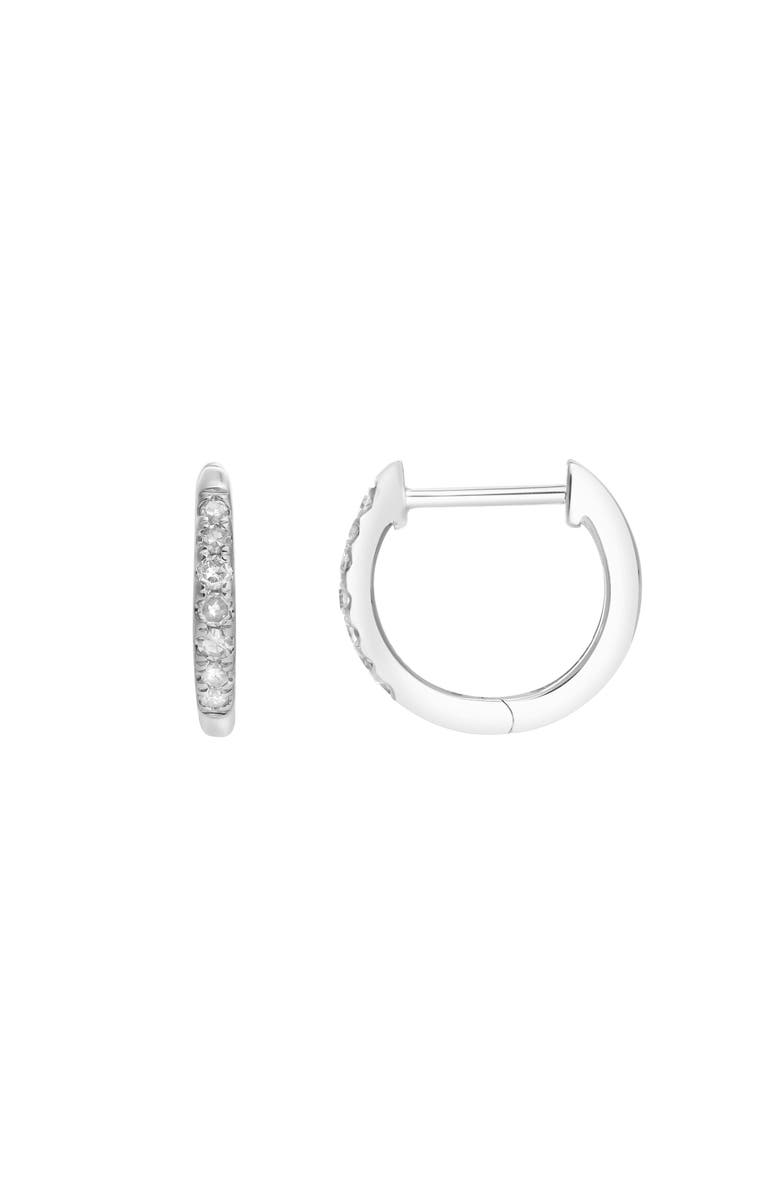 LuvMyJewelry Elina 14K Gold Diamond Huggie Hoop Earrings - 0.12 ct, Alternate, color, 14K White Gold
