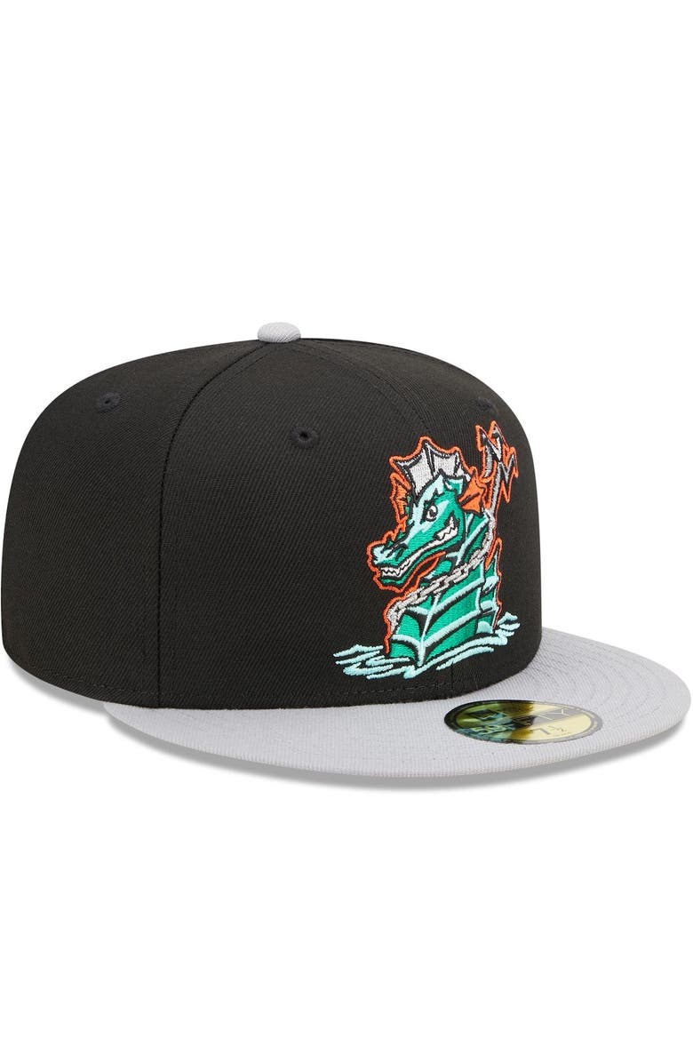 New Era Men's New Era Black/Gray Norfolk Tides Marvel x Minor League 59FIFTY Fitted Hat, Alternate, color,