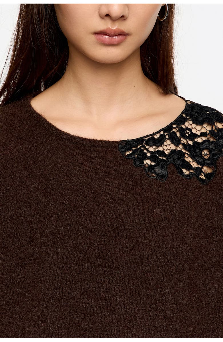 Bimba y Lola Lace Sweater, Alternate, color, Dark Brown