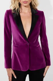 Alice + Olivia Macey Fitted Velvet Blazer