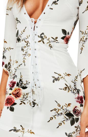 Lace-Up Body Con Dress