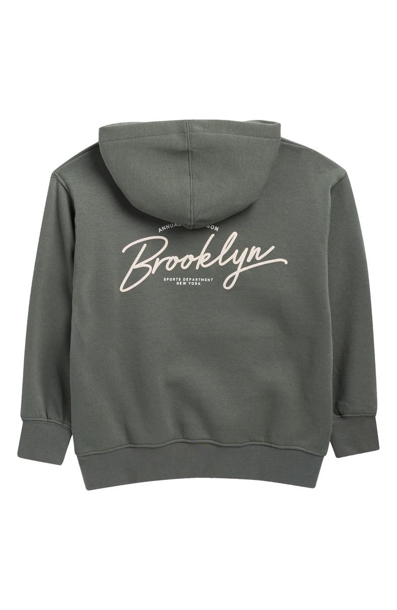 DENIM AND FLOWER Kids' Logo Pullover Hoodie, Alternate, color, Brown