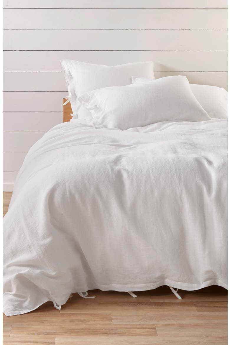 Relaxed Cotton & Linen Duvet Cover, Main, color, WHITE