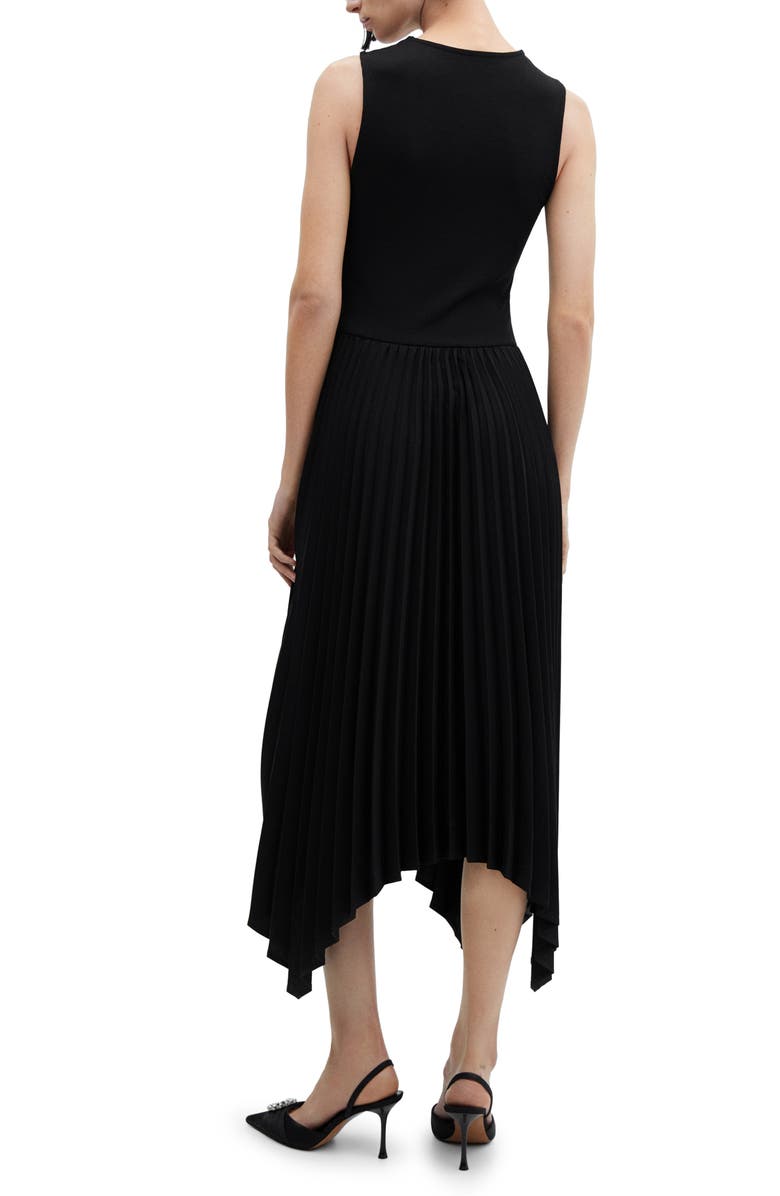MANGO Pleated Handkerchief Hem Sleeveless Midi Dress, Alternate, color,