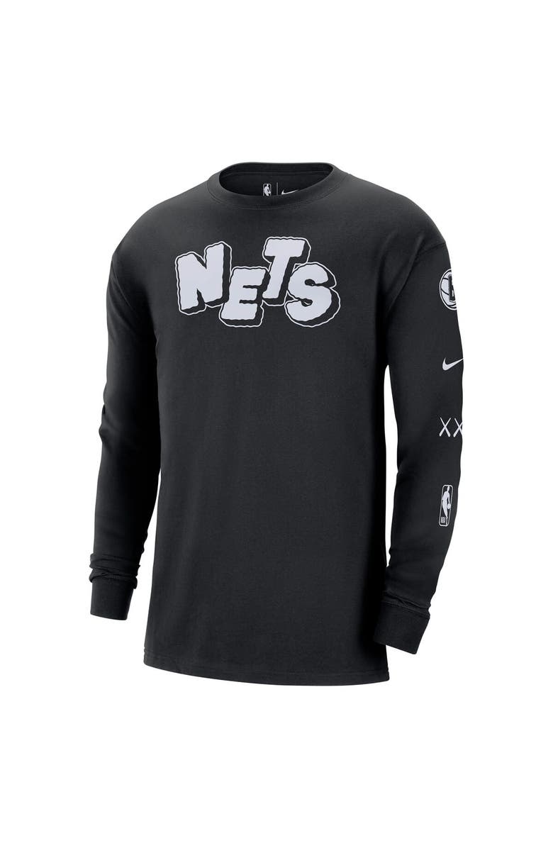Nike Men's Nike Black Brooklyn Nets 2023/24 City Edition Max90 Expressive Long Sleeve T-Shirt, Alternate, color, 