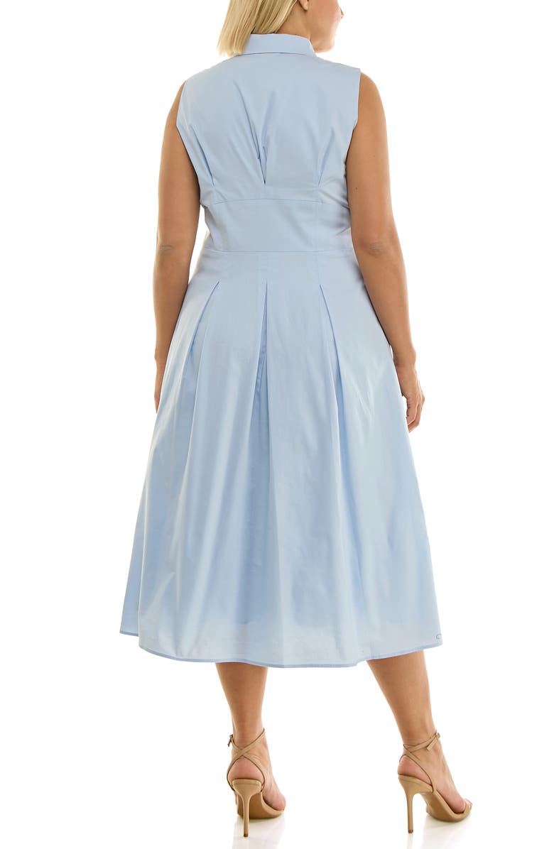 Nicole Miller Sleeveless Poplin Midi Shirtdress, Alternate, color, Blue Aura