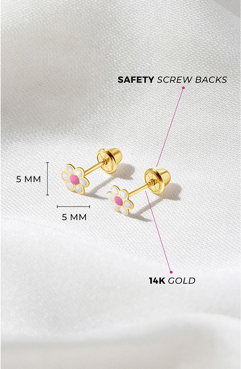 In Season Jewelry 14k Enamel Daisy Earrings, Alternate, color, White
