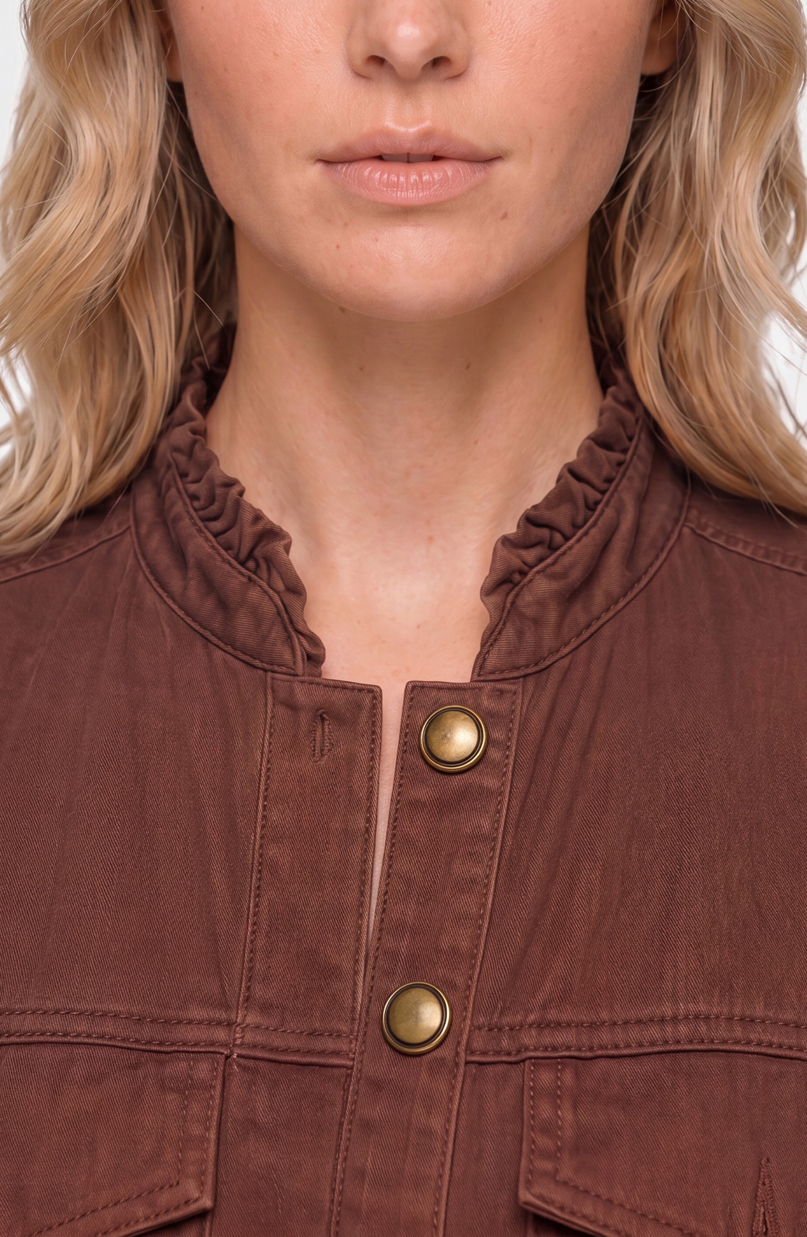 Liverpool Los Angeles Puff Sleeve Ruffle Trim Trucker Jacket — фото 3
