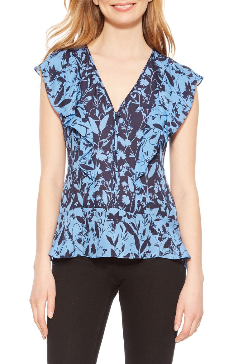Kata Floral Print Blouse, Main, color, MIDNIGHT MEADOW