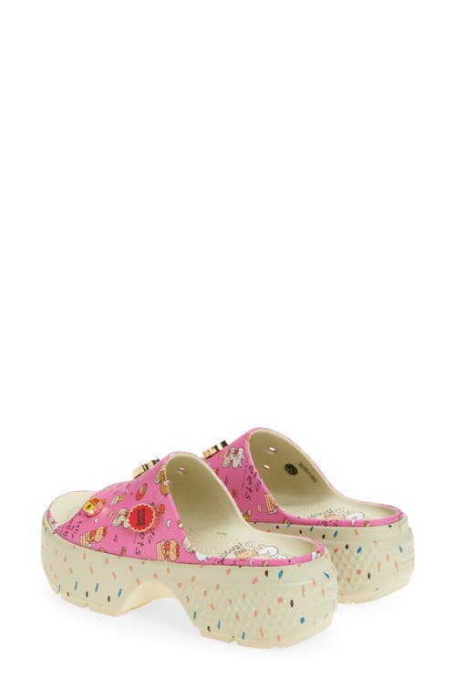Crocs Line Friends Stomp Slide Sandal In Bone/pink Multi