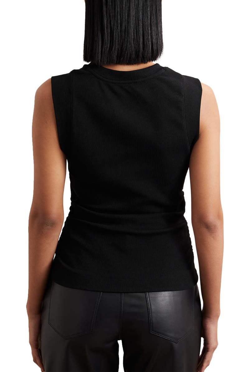 Reiss Trudy Ruched Rib Tank, Alternate, color, Black