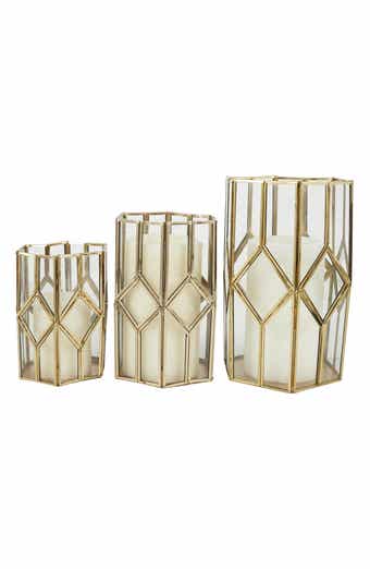 UMA Set of 3 Modern Metal Lantern Candle Holders