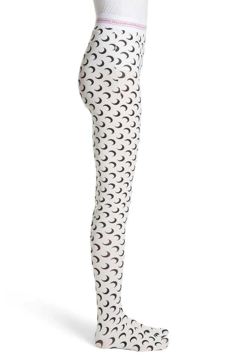 Trompe L'Oeil Leggings, Main, color, ALL OVER MOON/ WHITE
